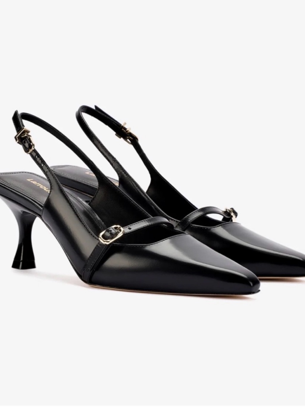 Larroude Ines Pump In Black Leather. Size: 6. Mint Condition